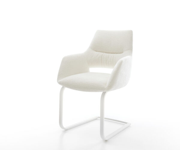 Étkezőszék Yago-Flex karfás bouclé puha bézs étkezőszék lapos fehér zsákrugós