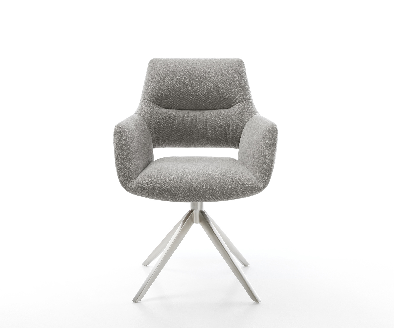 Étkezőszék Yago-Flex kárpitozott karfás szövettel puha szürke kereszt láb széles rozsdamentes acél 360° forgatható billenő funkció zsákrugós matrac - Image 2