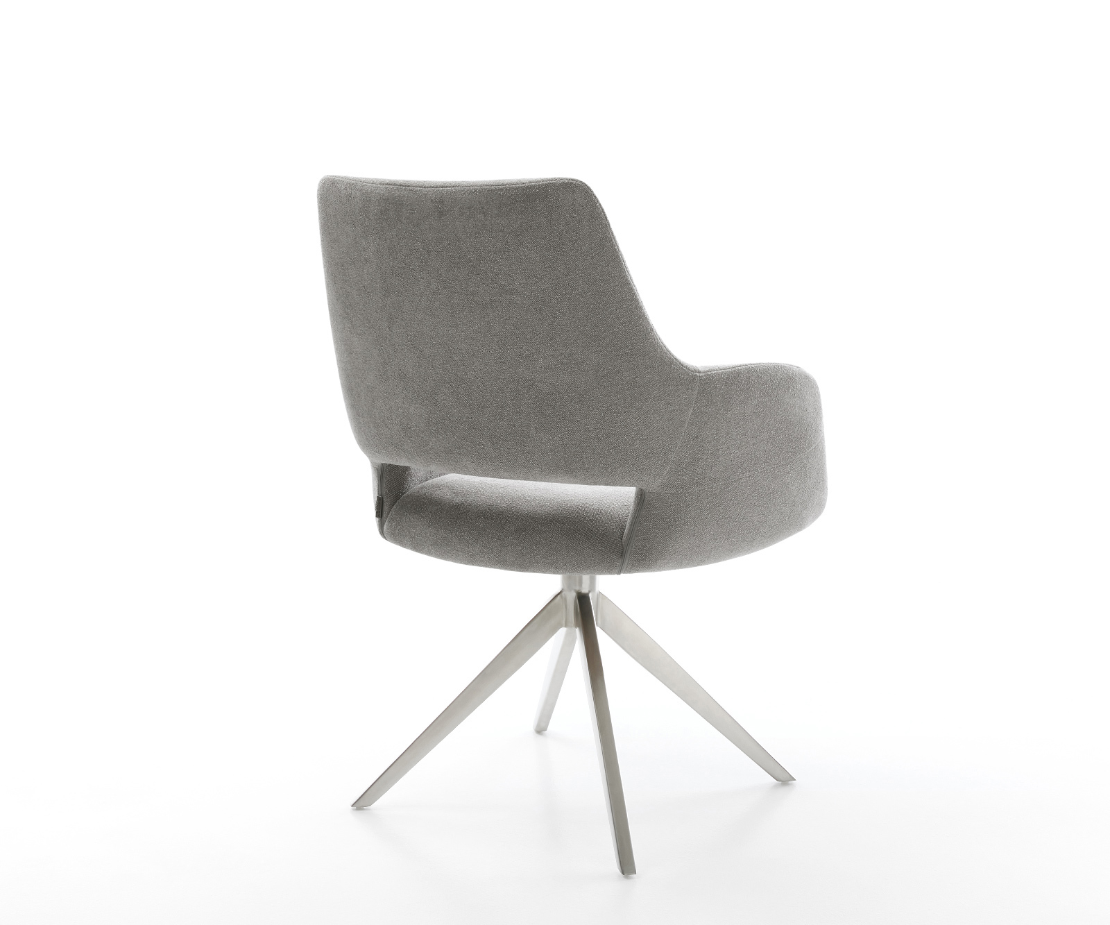 Étkezőszék Yago-Flex kárpitozott karfás szövettel puha szürke kereszt láb széles rozsdamentes acél 360° forgatható billenő funkció zsákrugós matrac - Image 5