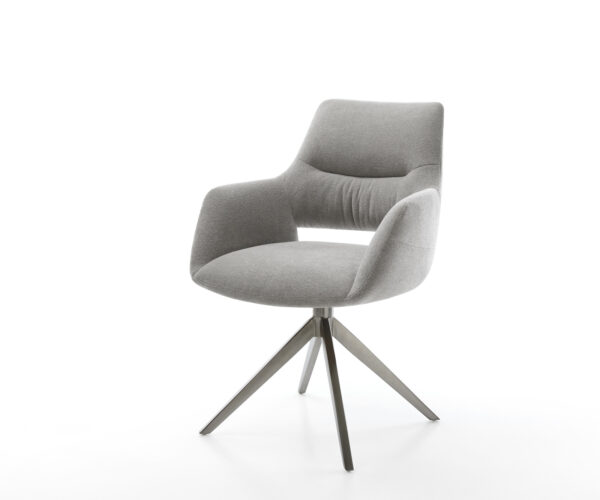 Étkezőszék Yago-Flex kárpitozott karfás strukturált szövet puha szürke kereszt láb széles grafit 360° forgatható billenő funkció zsákrugós