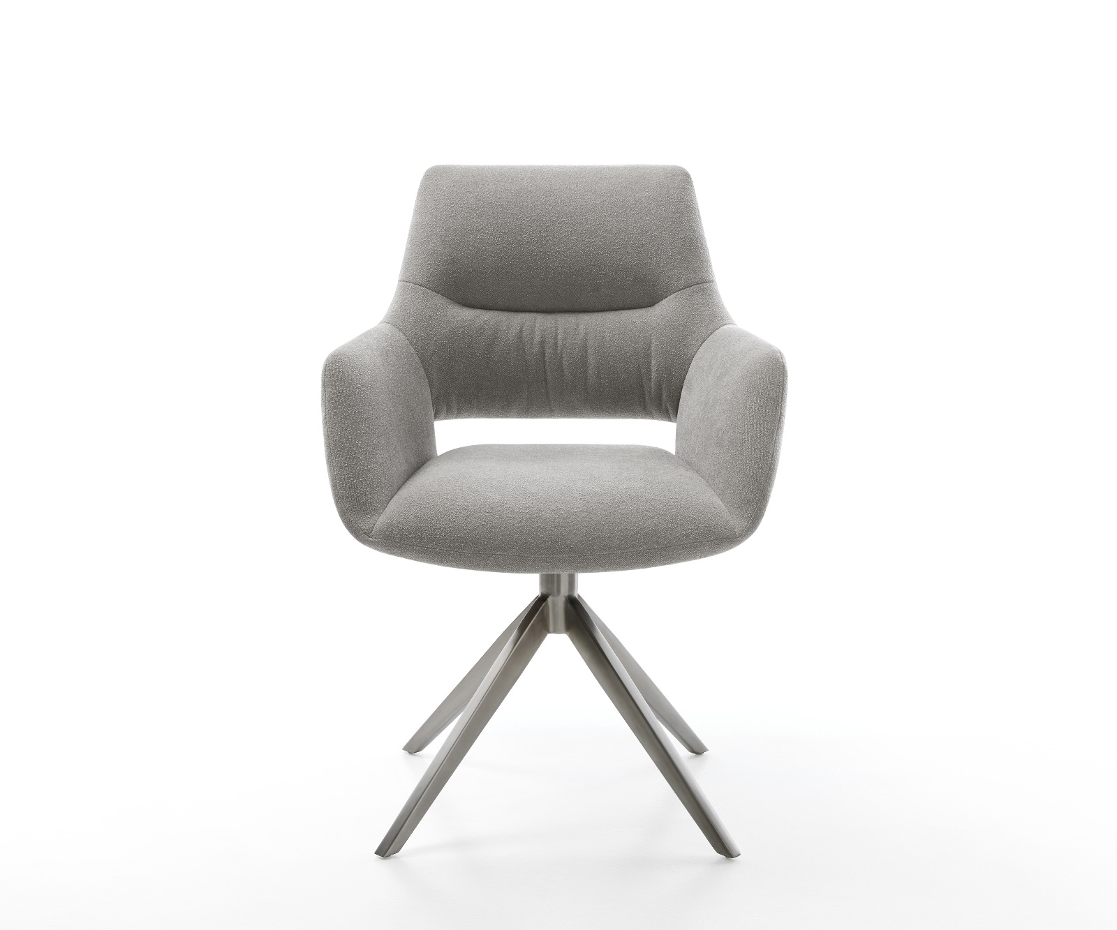 Étkezőszék Yago-Flex kárpitozott karfás strukturált szövet puha szürke kereszt láb széles grafit 360° forgatható billenő funkció zsákrugós - Image 2