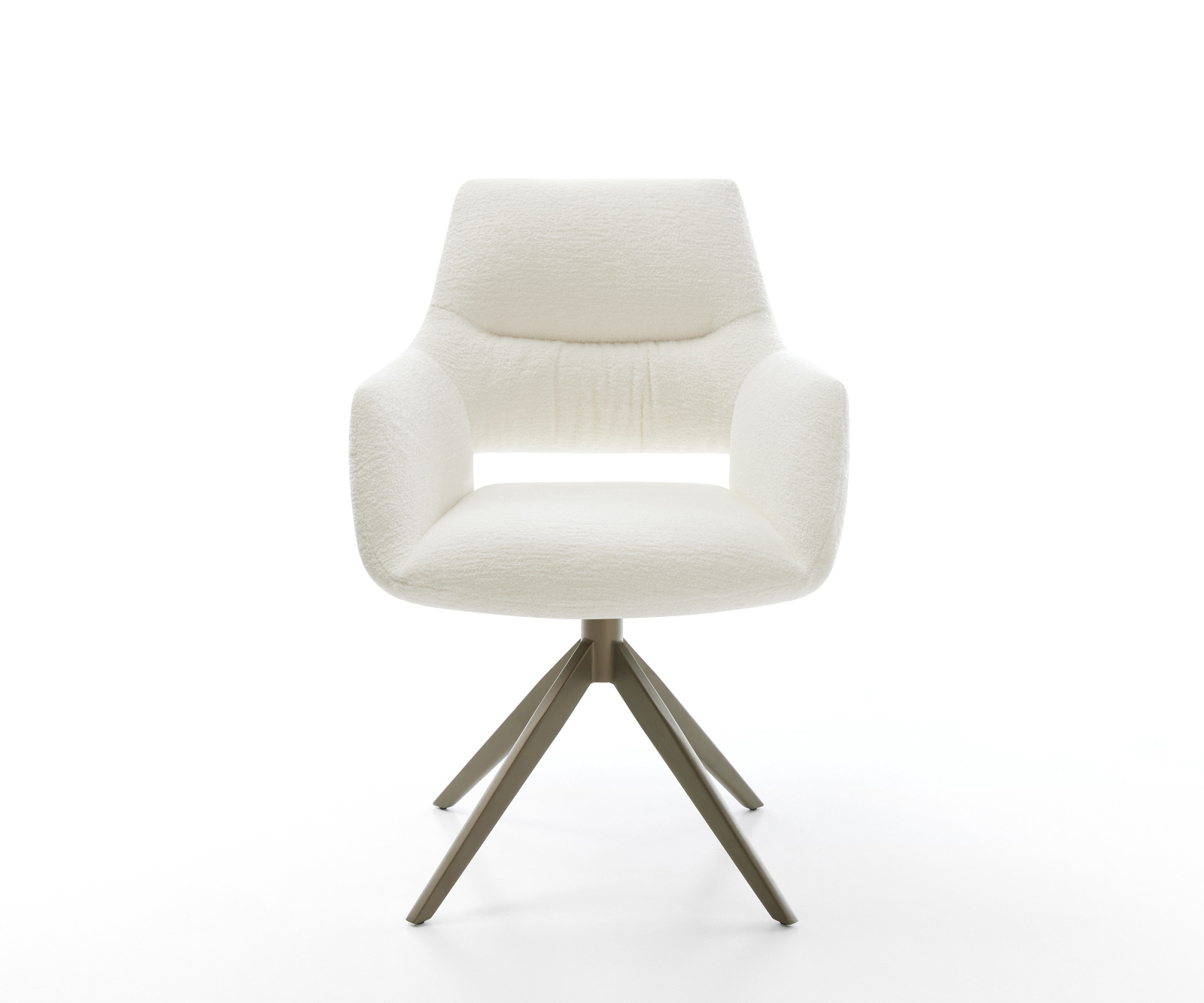 Étkezőszék Yago-Flex karfás bouclé puha bézs kereszt láb széles titán színű 360° forgatható billenő zsákrugós - Image 2
