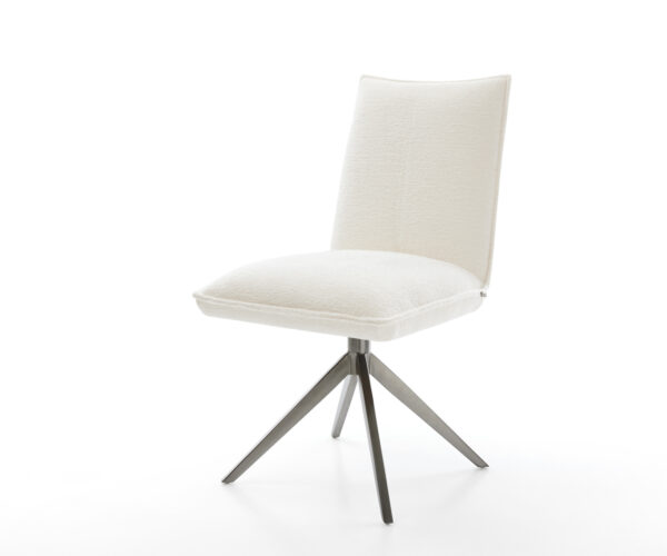 Étkezőszék Lelio-Flex bouclé puha bézs kereszt láb széles grafit 360° forgatható billenő zsákrugó