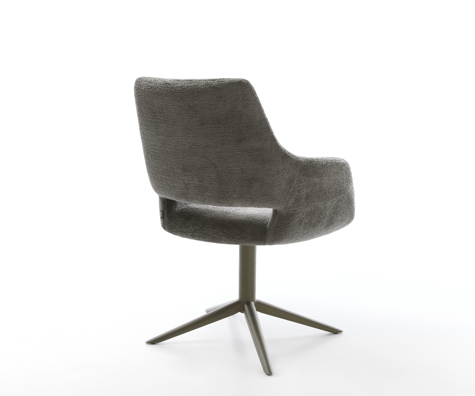 Étkezőszék Yago-Flex karfás bouclé puha sötét bézs kereszt láb titán színű 360° forgatható billenő zsákrugós - Image 5