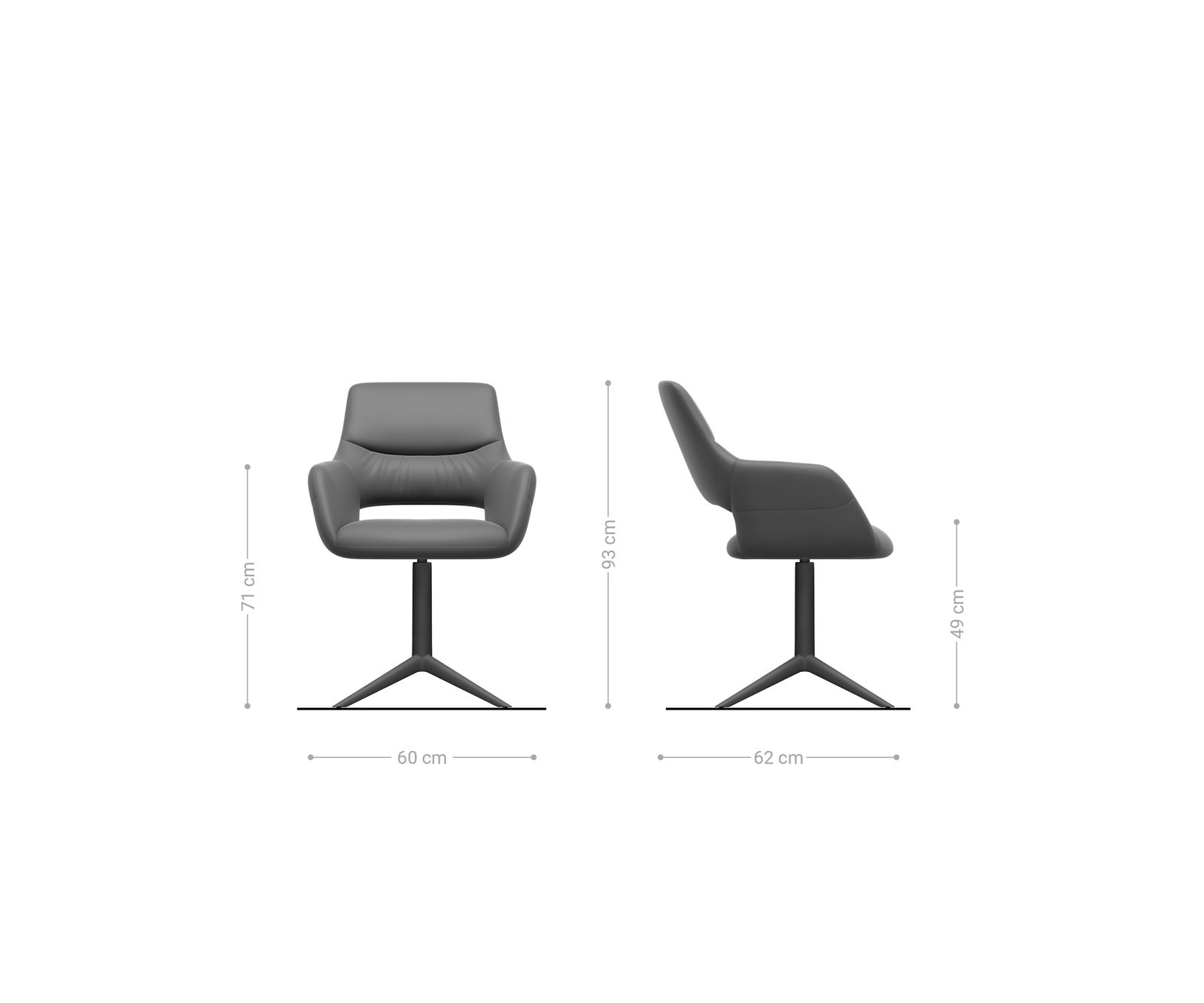 Étkezőszék Yago-Flex karfás bouclé puha sötét bézs kereszt láb titán színű 360° forgatható billenő zsákrugós - Image 6