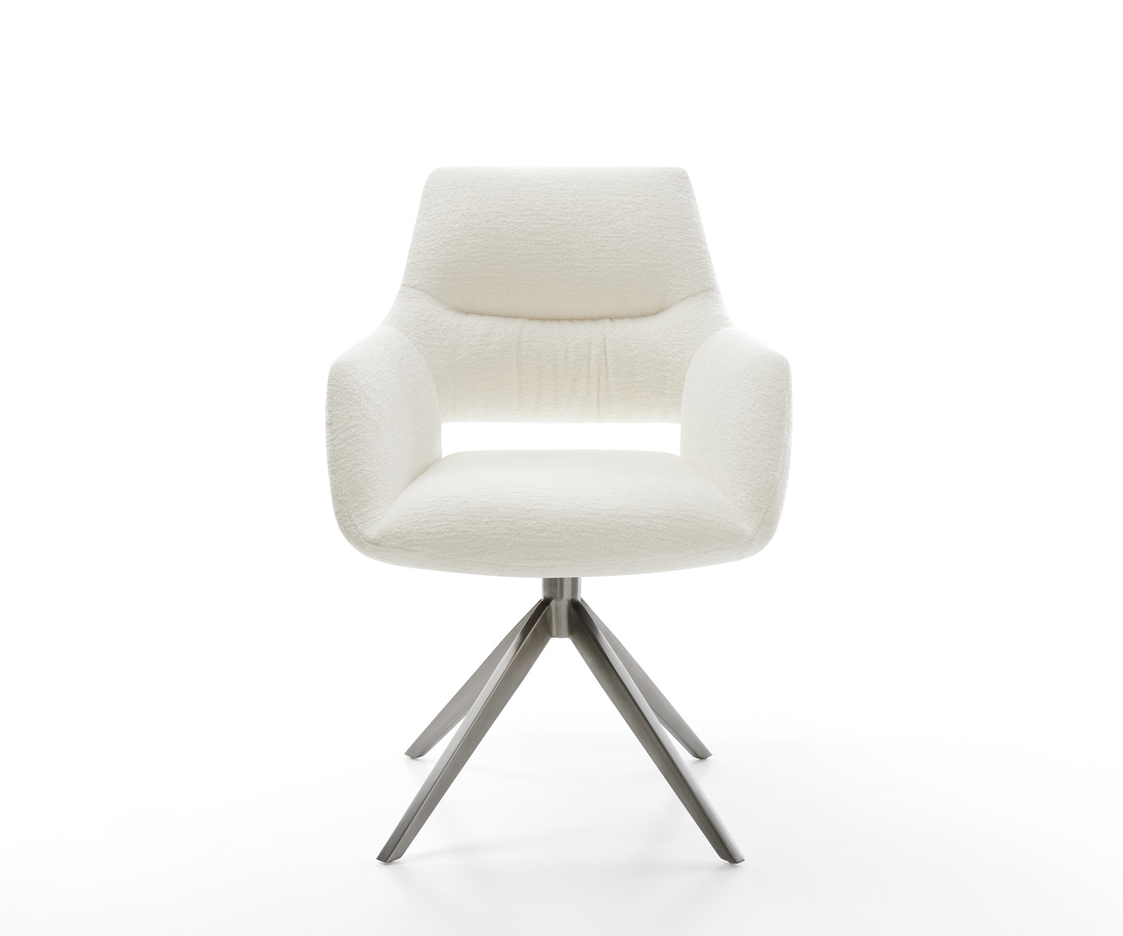 Étkezőszék Yago-Flex karfás bouclé puha bézs kereszt láb széles grafit 360° forgatható billenő zsákrugós - Image 2