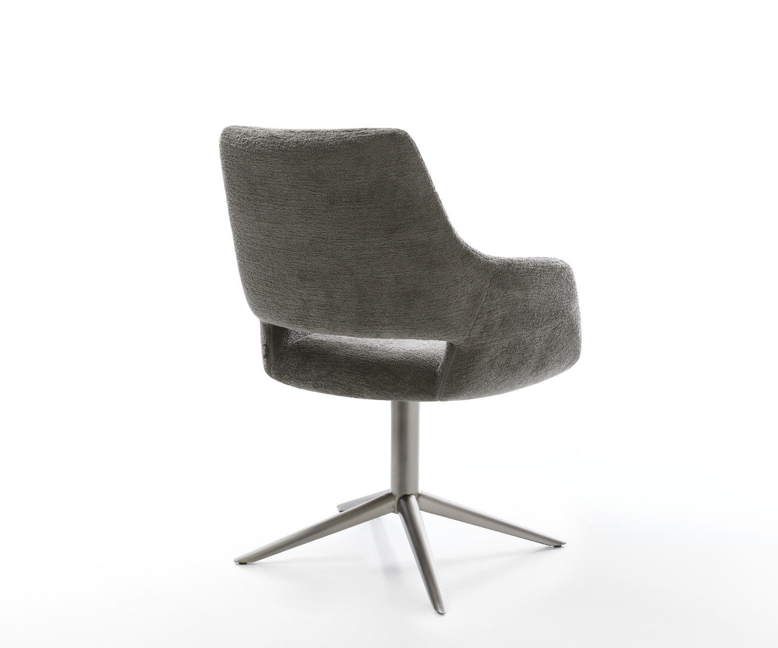 Étkezőszék Yago-Flex karfás bouclé puha sötét bézs kereszt láb grafit 360° forgatható hintamechanizmus zsákrugó - Image 5