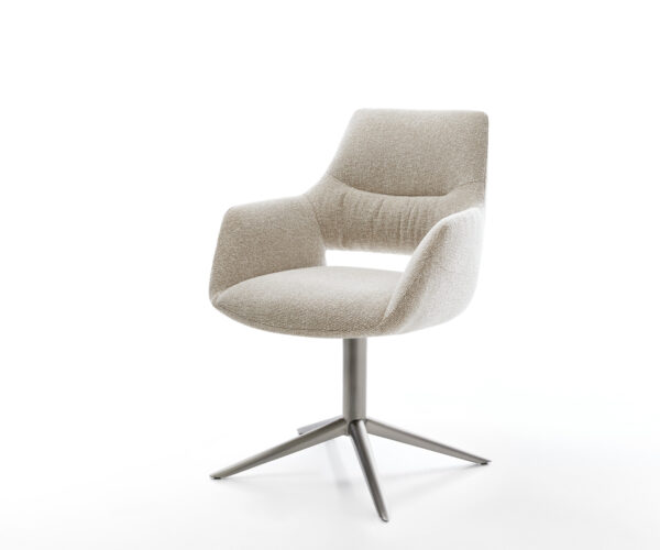 Étkezőszék Yago-Flex kárpitozott karfás szövettel puha bézs grafit kereszt láb 360° forgatható billenő funkció zsákrugós matrac