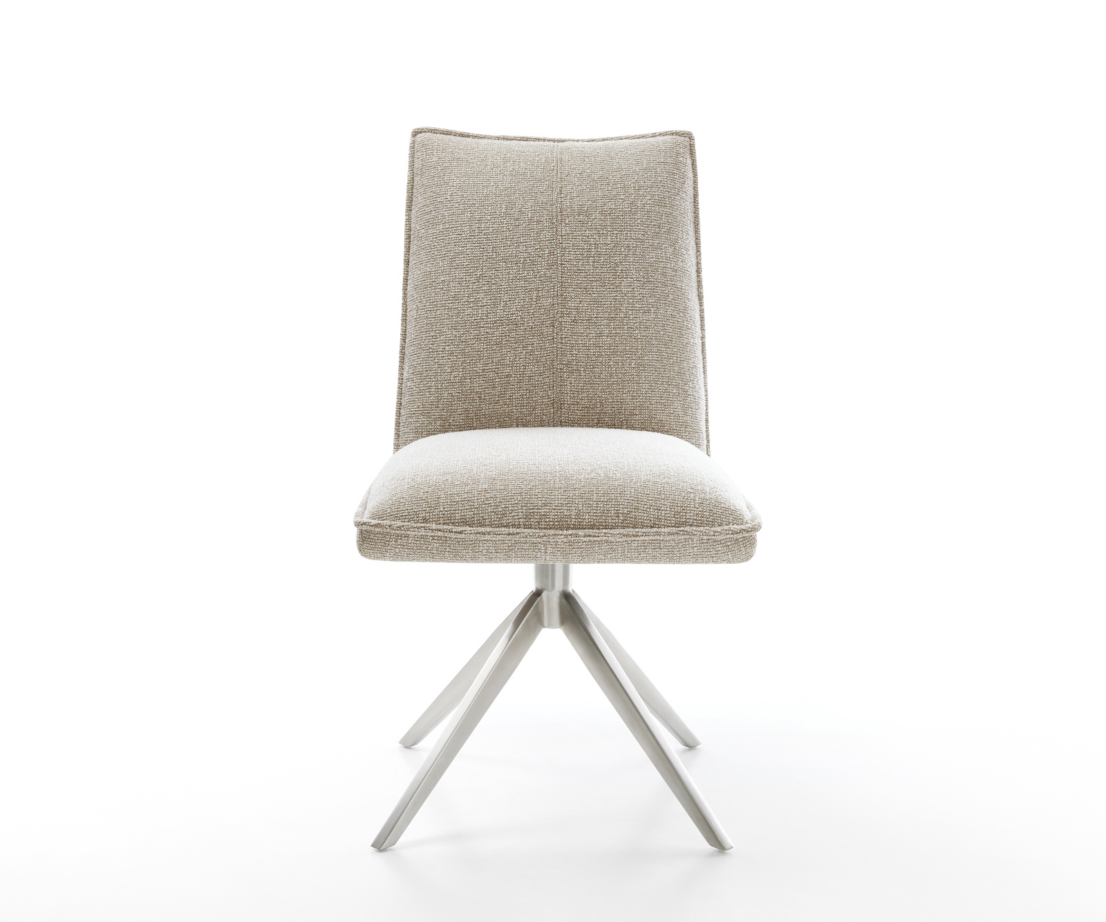 Étkezőszék Lelio-Flex szövött szövet puha bézs kereszt láb széles rozsdamentes acél 360° forgatható billenő zsákrugó - Image 2