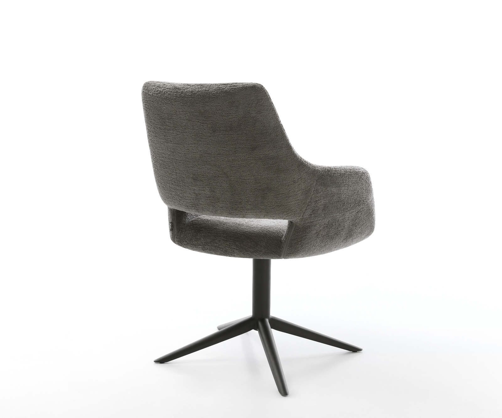 Étkezőszék Yago-Flex karfás bouclé puha sötét bézs kereszt láb fekete 360° forgatható hintamechanizmus zsákrugó - Image 5