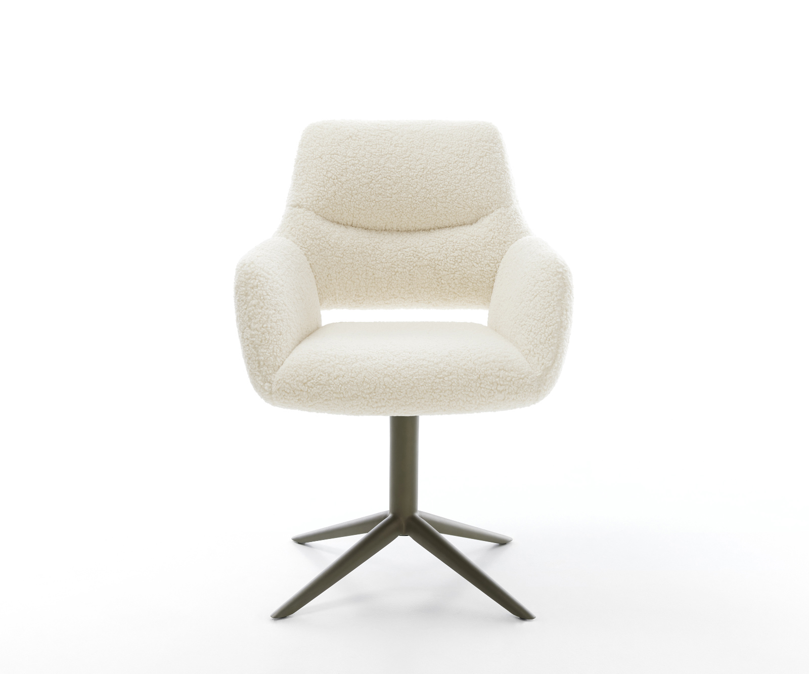 Étkezőszék Yago-Flex karfás teddy szövet bézs kereszt láb titán színű hatvan fokban forgatható billenő zsákrugós matrac - Image 2