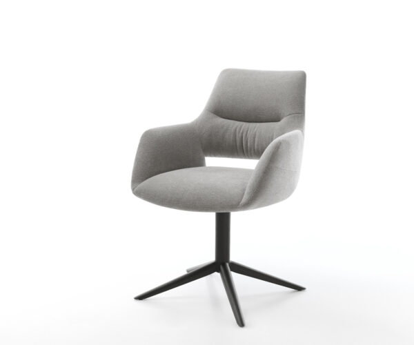 Étkezőszék Yago-Flex karfás strukturált szövet puha szürke fekete kereszt lábas 360° forgatható billenő zsákrugós