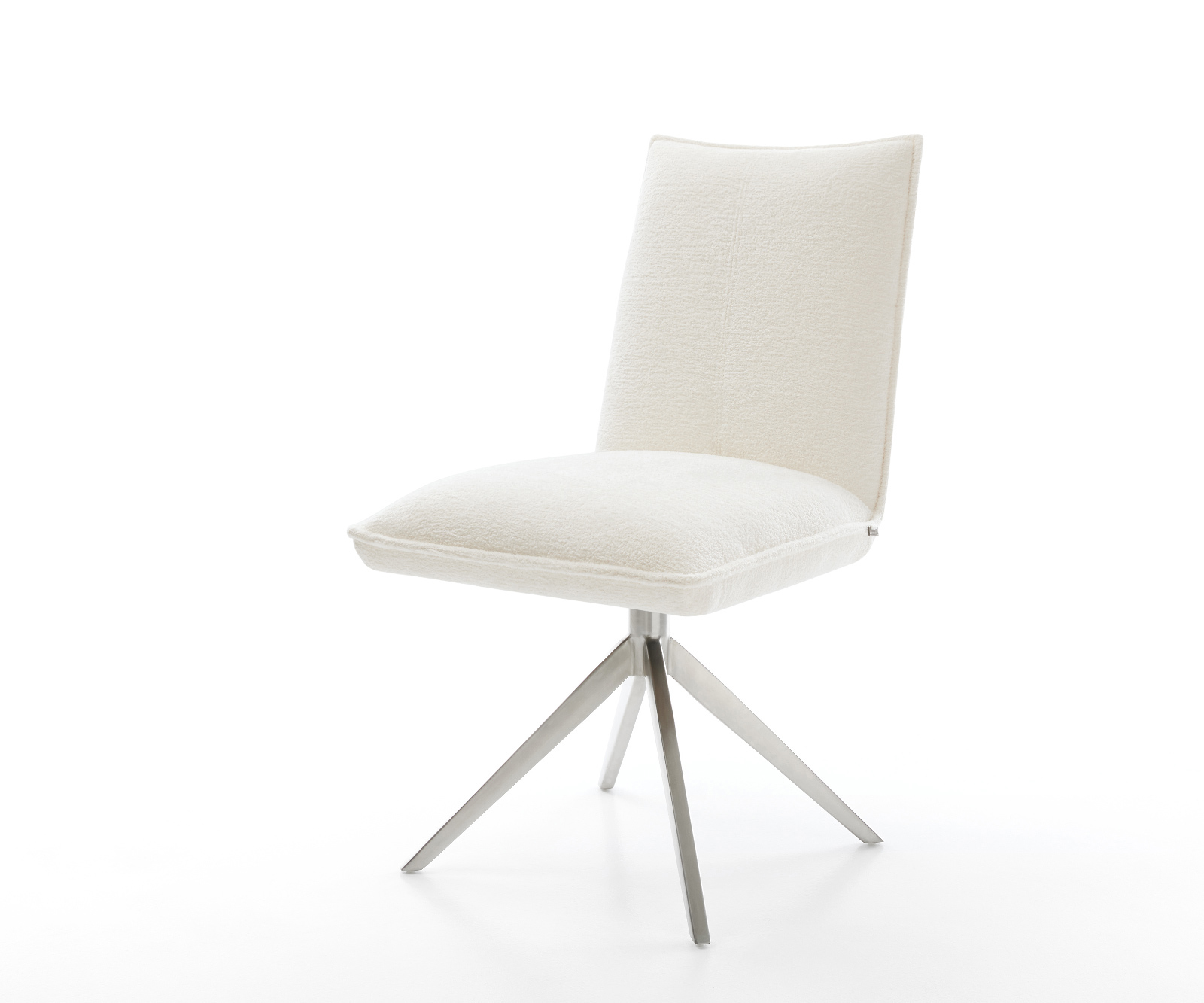 Étkezőszék Lelio-Flex bouclé puha bézs kereszt láb széles rozsdamentes acél 360° forgatható billenő zsákrugó