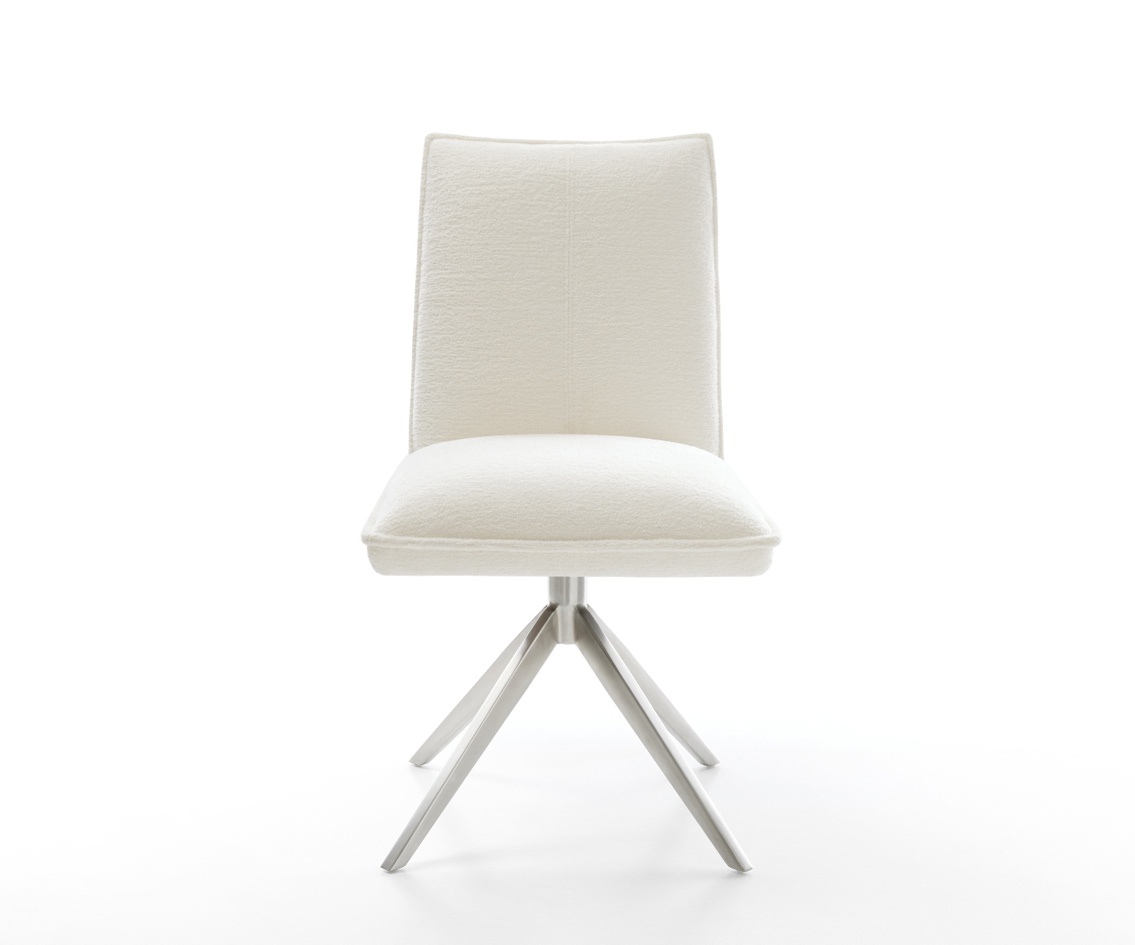 Étkezőszék Lelio-Flex bouclé puha bézs kereszt láb széles rozsdamentes acél 360° forgatható billenő zsákrugó - Image 2