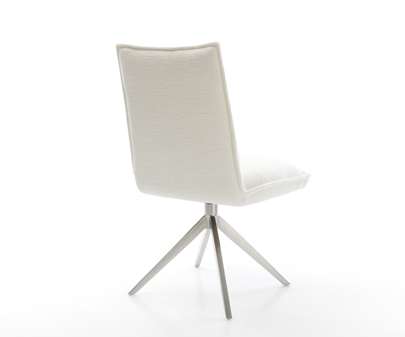 Étkezőszék Lelio-Flex bouclé puha bézs kereszt láb széles rozsdamentes acél 360° forgatható billenő zsákrugó - Image 5