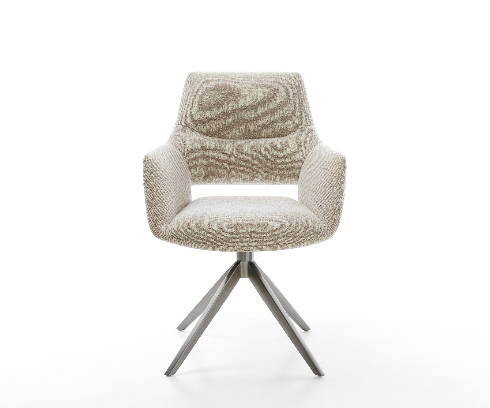 Étkezőszék Yago-Flex karfás szövettel puha bézs széles kereszt láb grafit 360° forgatható billenő zsákrugós matrac - Image 2