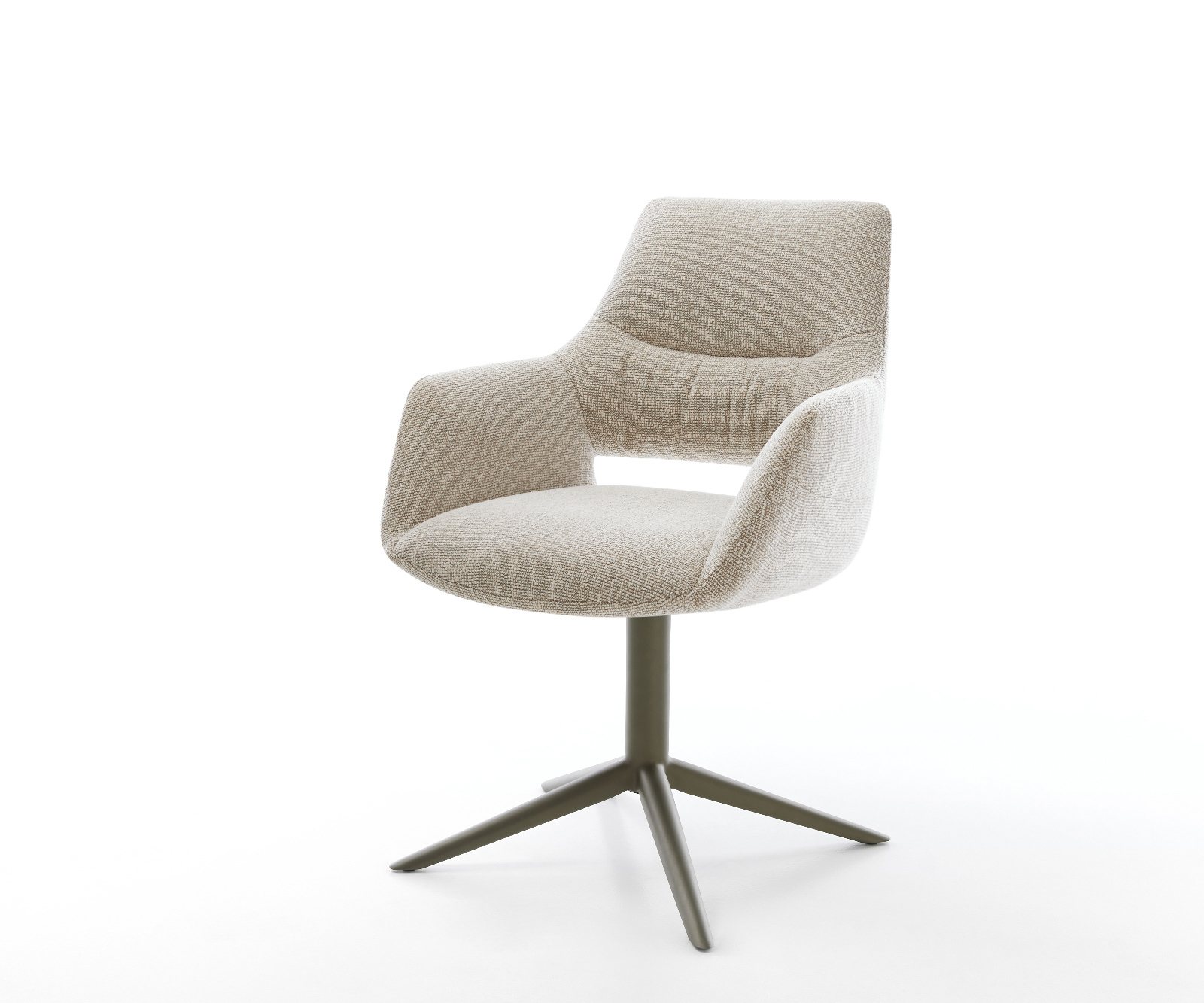 Étkezőszék Yago-Flex karfás szövetszövet puha bézs kereszt láb titán színű 360° forgatható billenő zsákrugós