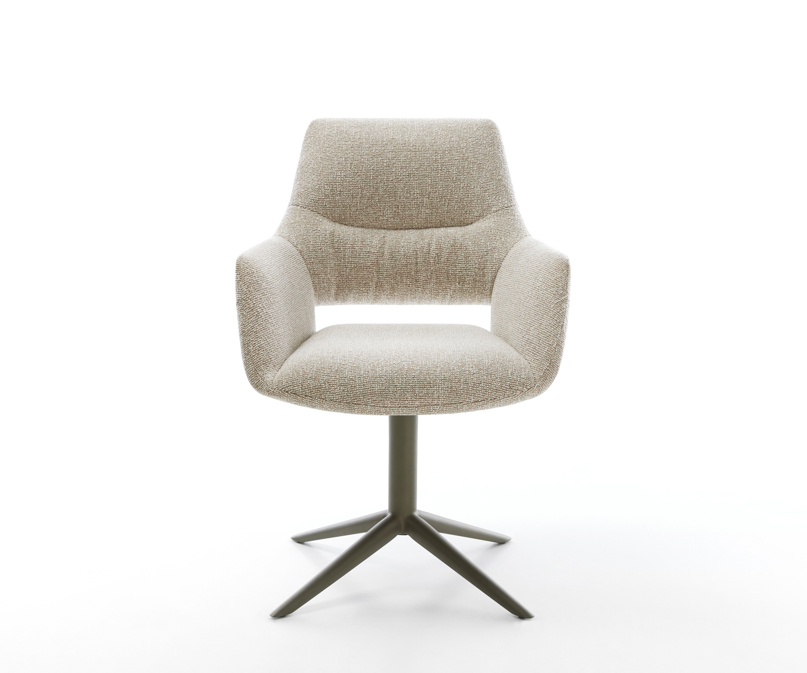 Étkezőszék Yago-Flex karfás szövetszövet puha bézs kereszt láb titán színű 360° forgatható billenő zsákrugós - Image 2