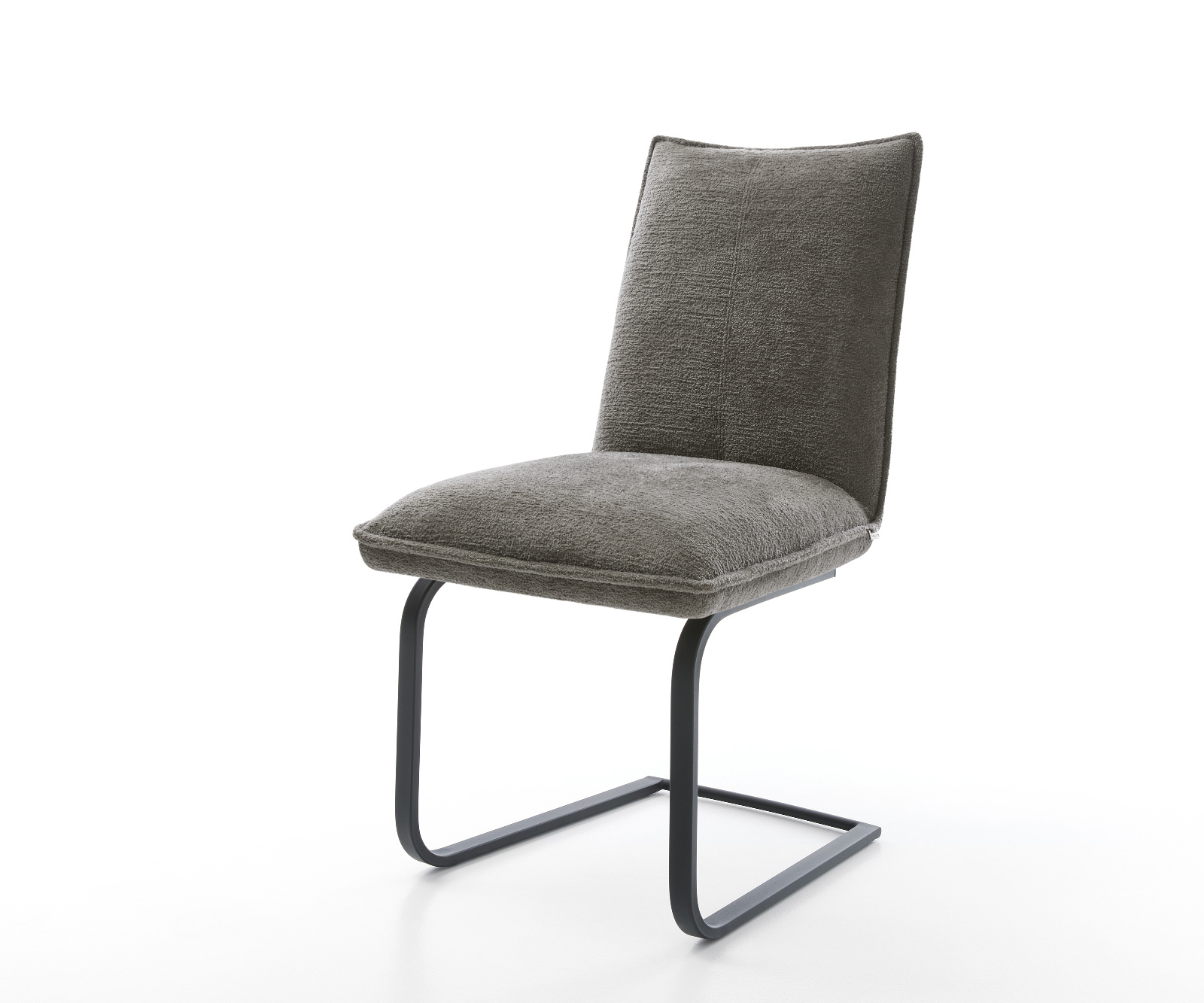 Étkezőszék Lelio-Flex bouclé puha sötét bézs konzolos lapos fekete zsákrugós