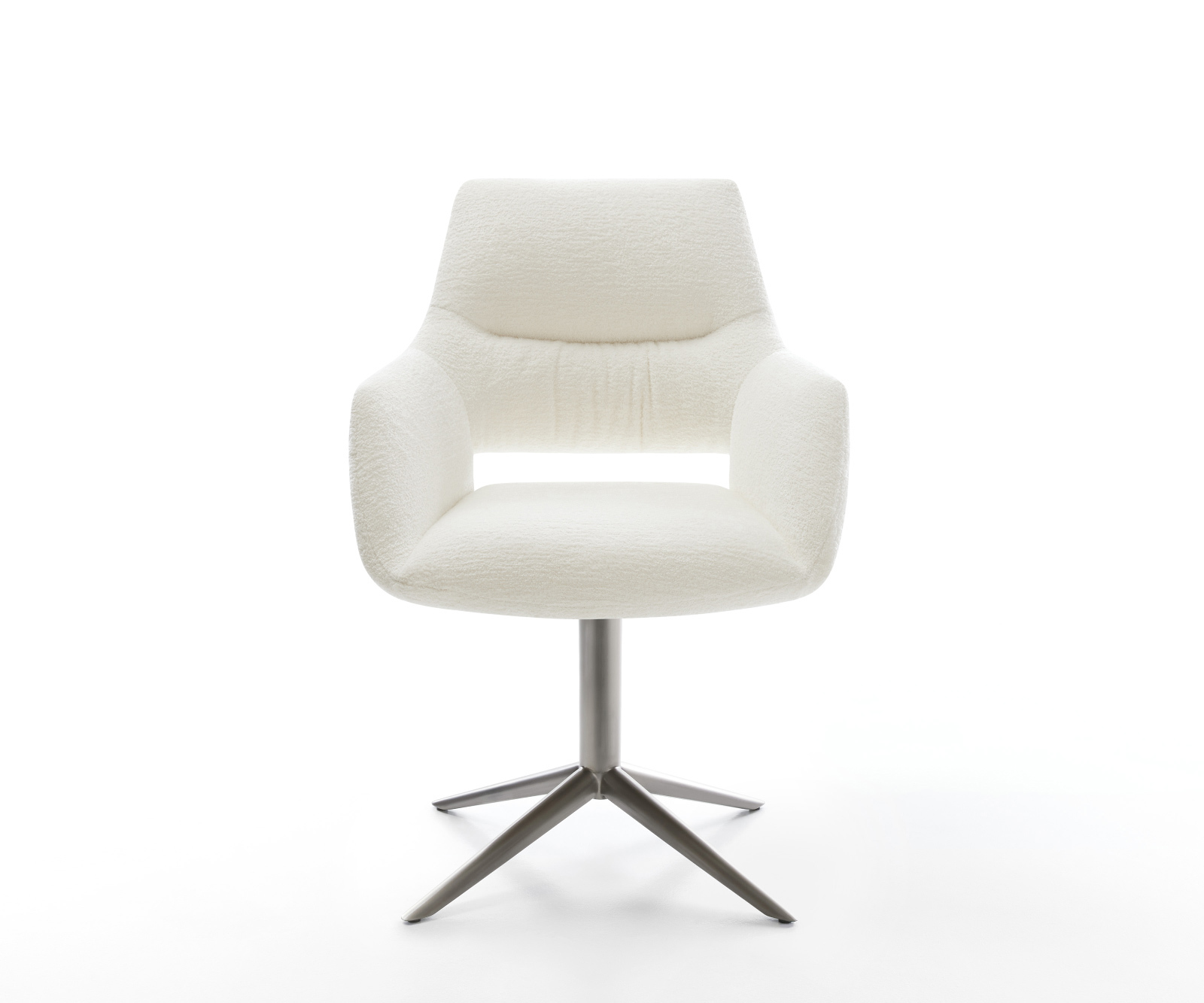 Étkezőszék Yago-Flex karfás bouclé puha bézs kereszt láb grafit 360° forgatható billenő zsákrugós - Image 2