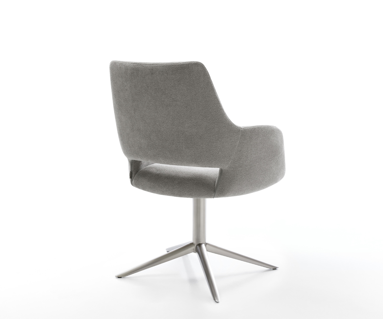 Étkezőszék Yago-Flex karfás strukturált szövet puha szürke rozsdamentes acél kereszt láb 360° forgatható hintamechanizmus zsákrugós matrac - Image 5