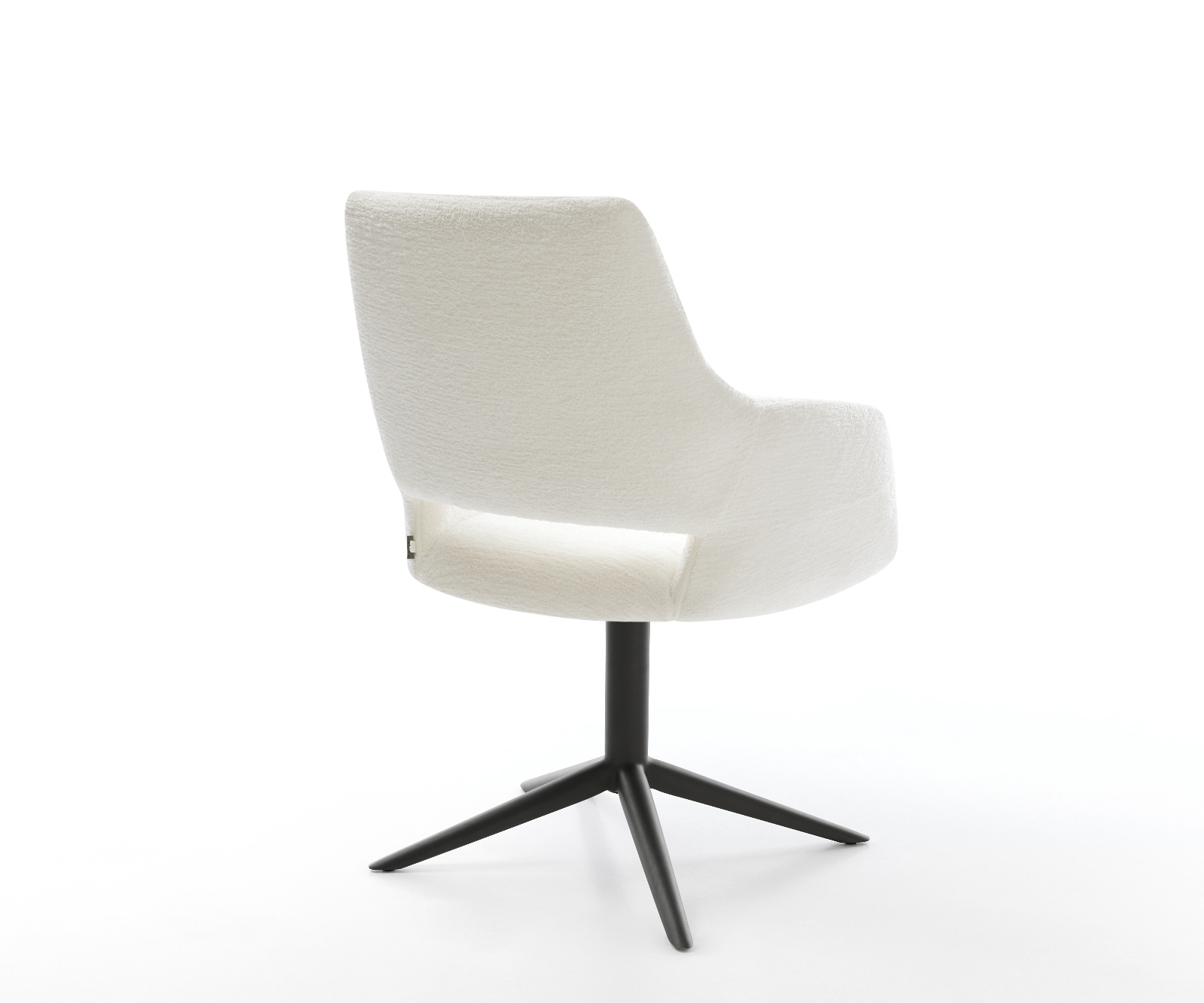 Étkezőszék Yago-Flex karfás bouclé puha bézs fekete kereszt láb 360° forgatható hintamechanizmus zsákrugós matrac - Image 5