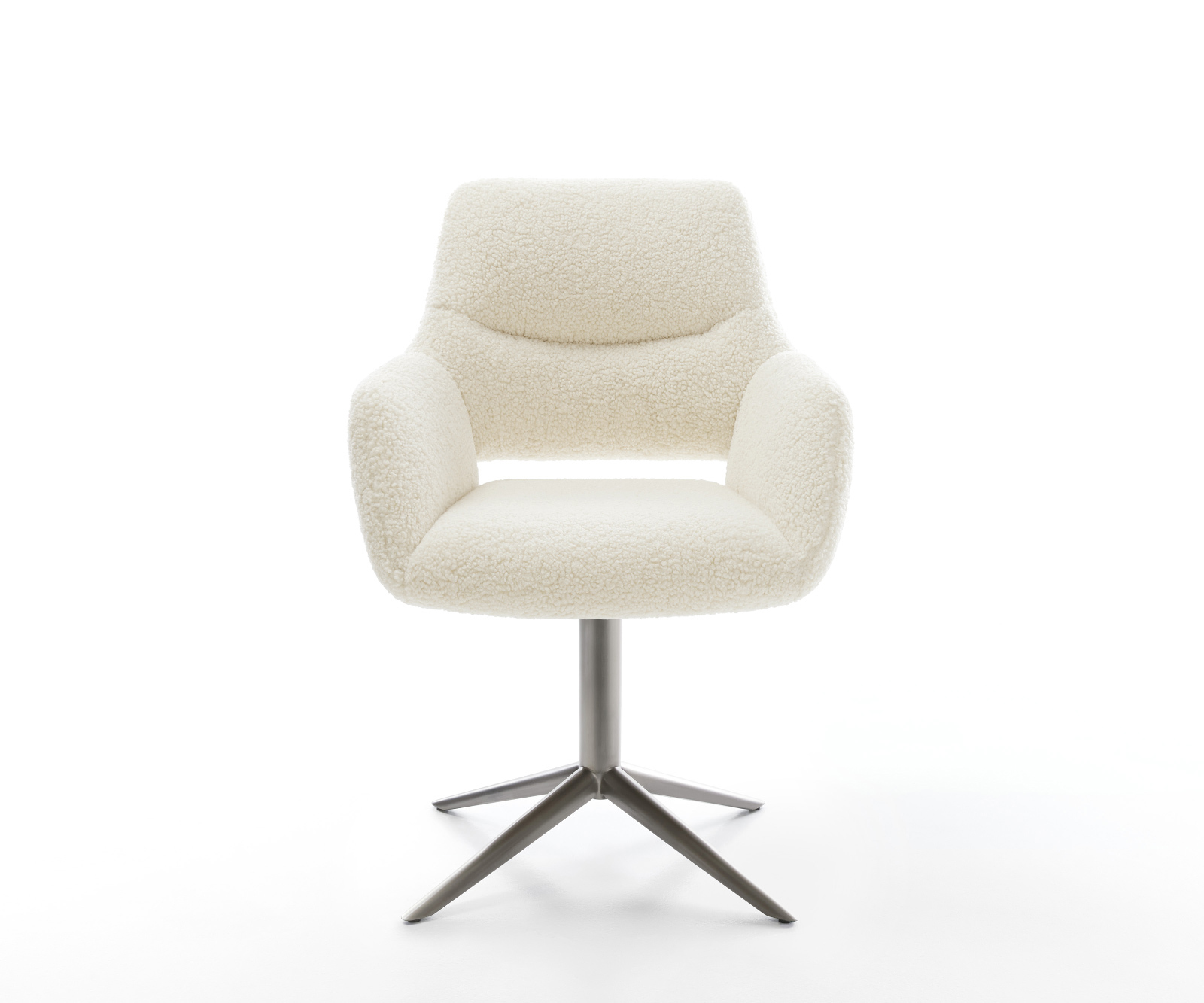 Étkezőszék Yago-Flex karfás teddy szövet bézs kereszt láb grafit 360° forgatható billenő zsákrugós matrac - Image 2