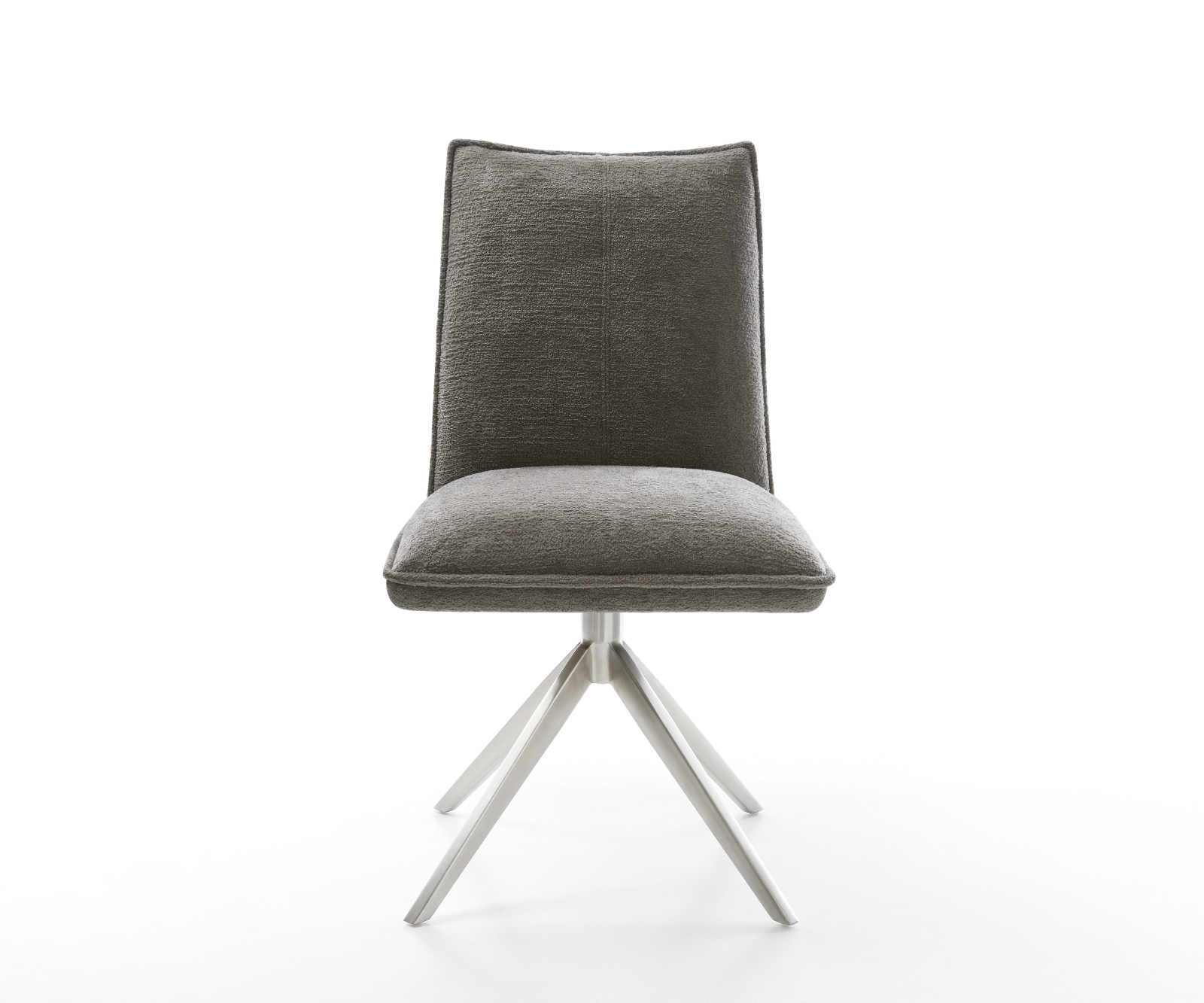 Étkezőszék Lelio-Flex bouclé puha sötét bézs kereszt láb széles rozsdamentes acél 360° forgatható hintamechanizmus zsákrugó - Image 2