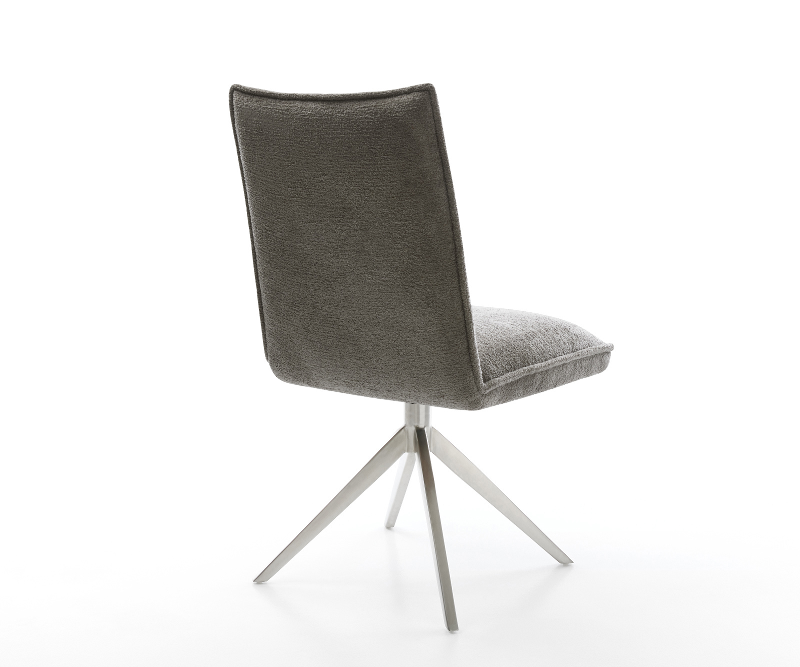 Étkezőszék Lelio-Flex bouclé puha sötét bézs kereszt láb széles rozsdamentes acél 360° forgatható hintamechanizmus zsákrugó - Image 5