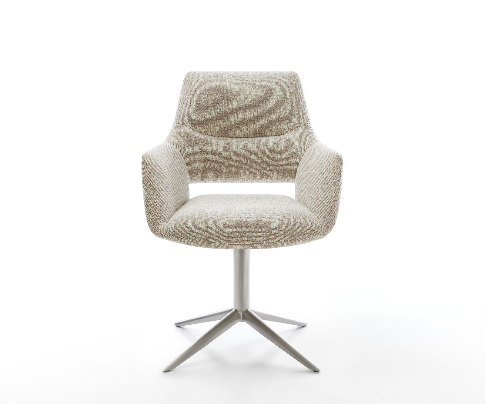 Étkezőszék Yago-Flex karfás szövettel puha bézs rozsdamentes acél kereszt lábbal 360° forgatható billenő funkció zsákrugós - Image 2