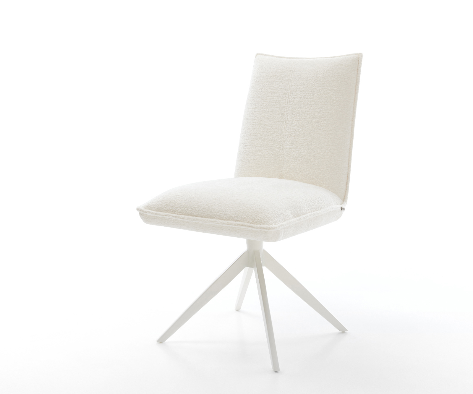 Étkezőszék Lelio-Flex bouclé puha bézs kereszt láb széles fehér 360° forgatható billenő zsákrugó