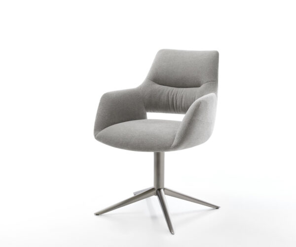 Étkezőszék Yago-Flex karfás strukturált szövet puha szürke grafit kereszt láb 360° forgatható billenő zsákrugós matrac