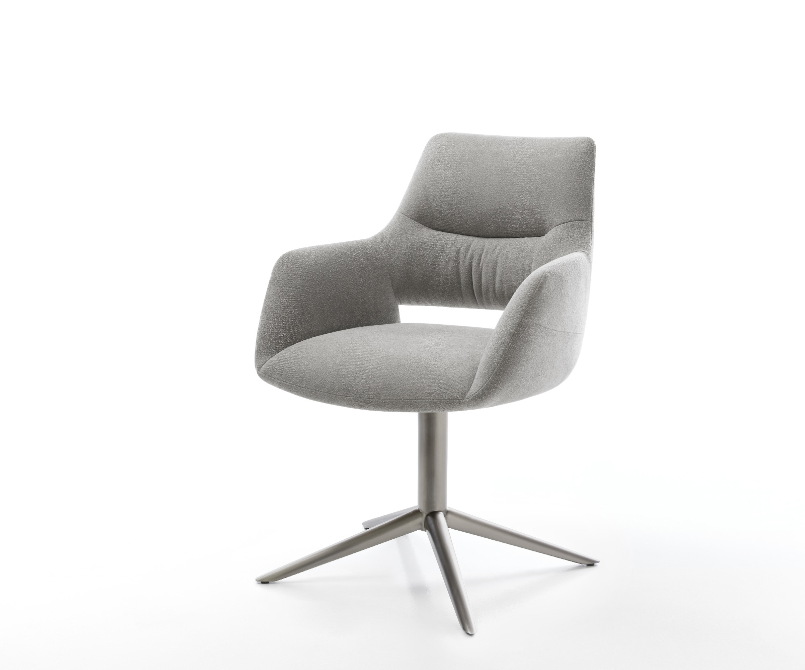 Étkezőszék Yago-Flex karfás strukturált szövet puha szürke grafit kereszt láb 360° forgatható billenő zsákrugós matrac