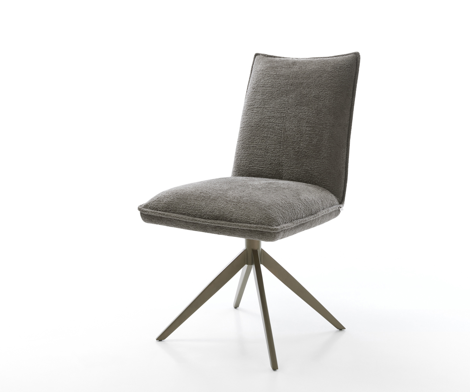 Étkezőszék Lelio-Flex bouclé puha sötét bézs kereszt láb széles titánszínű hatás 360° forgatható billenő zsákrugós matrac