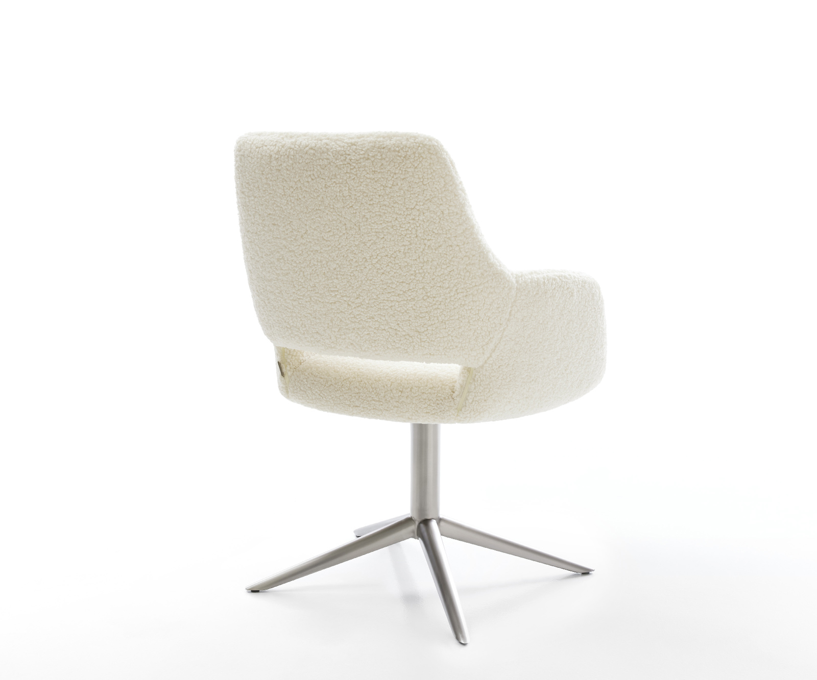 Étkezőszék Yago-Flex karfás teddy szövet bézs rozsdamentes acél kereszt láb 360° forgatható billenő zsákrugós - Image 5