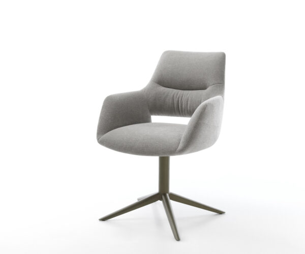 Étkezőszék Yago-Flex karfás strukturált szövet puha szürke kereszt láb titán színű hatvan fokban forgatható billenő zsákrugós