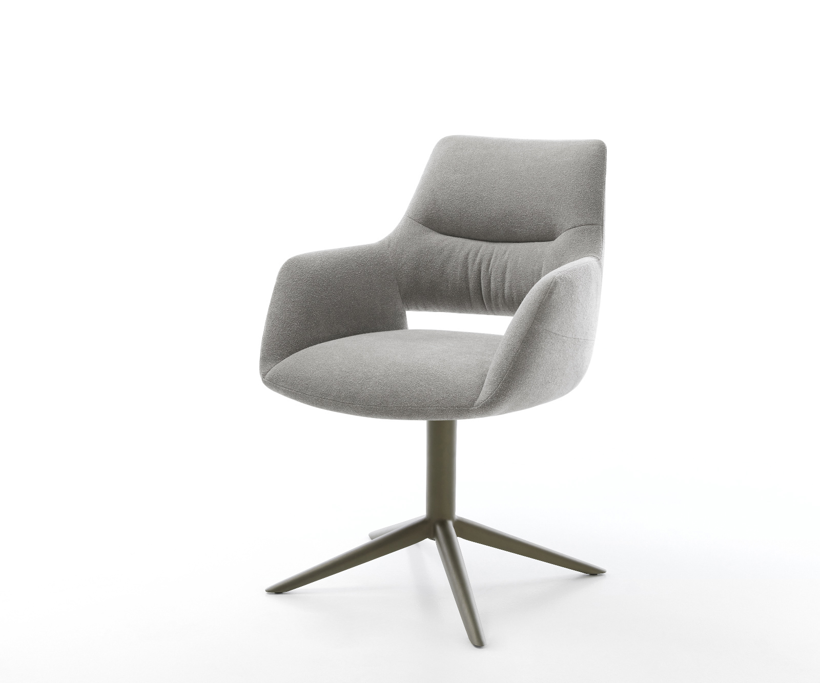 Étkezőszék Yago-Flex karfás strukturált szövet puha szürke kereszt láb titán színű hatvan fokban forgatható billenő zsákrugós