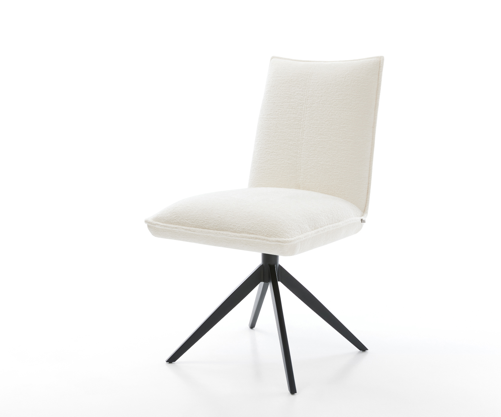 Étkezőszék Lelio-Flex bouclé puha bézs kereszt láb széles fekete 360° forgatható billenő zsákrugó