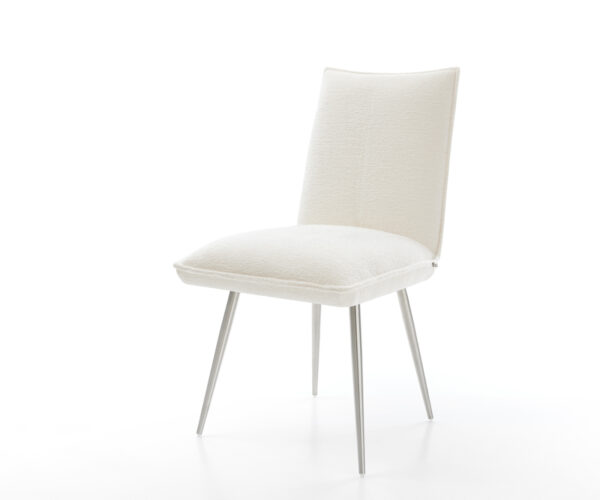 Étkezőszék Lelio-Flex bouclé puha bézs 4 láb kúpos rozsdamentes acél zsákrugó