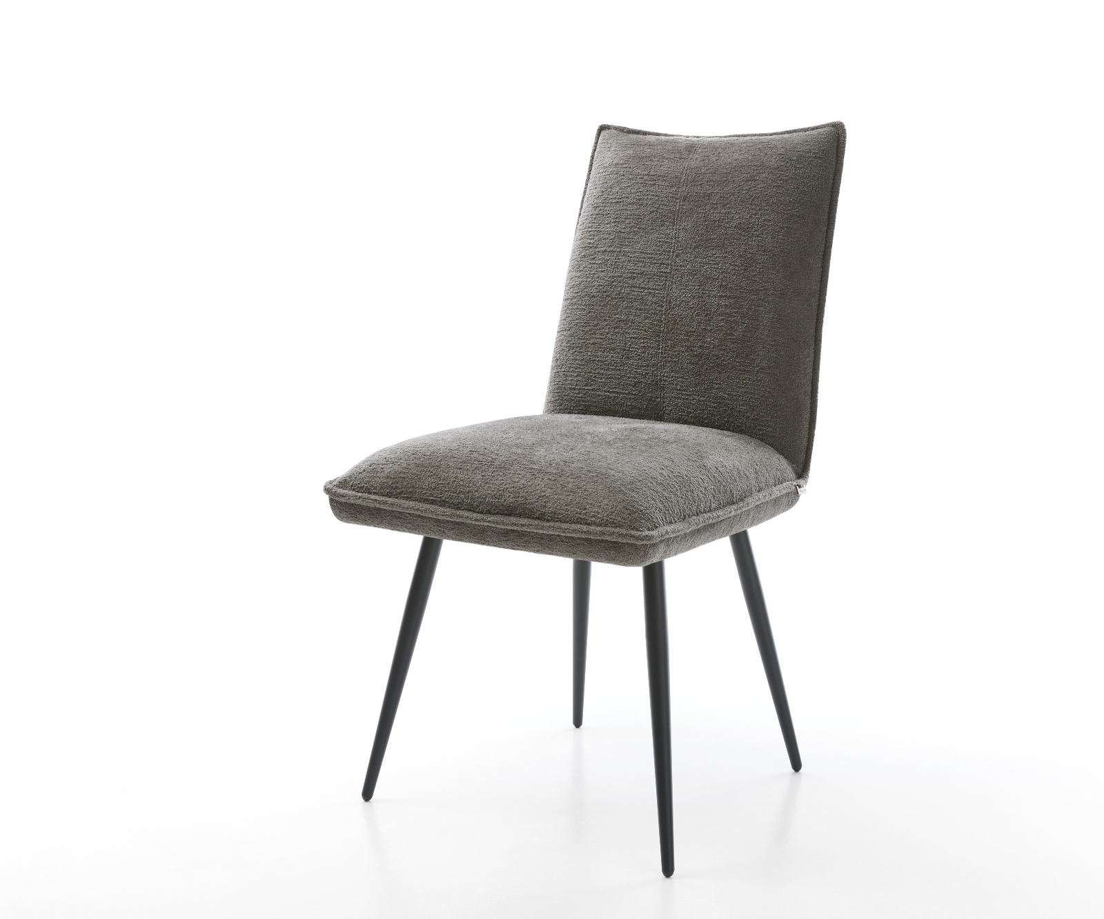 Étkezőszék Lelio-Flex bouclé puha sötét bézs 4 láb kúpos fekete zsákrugós