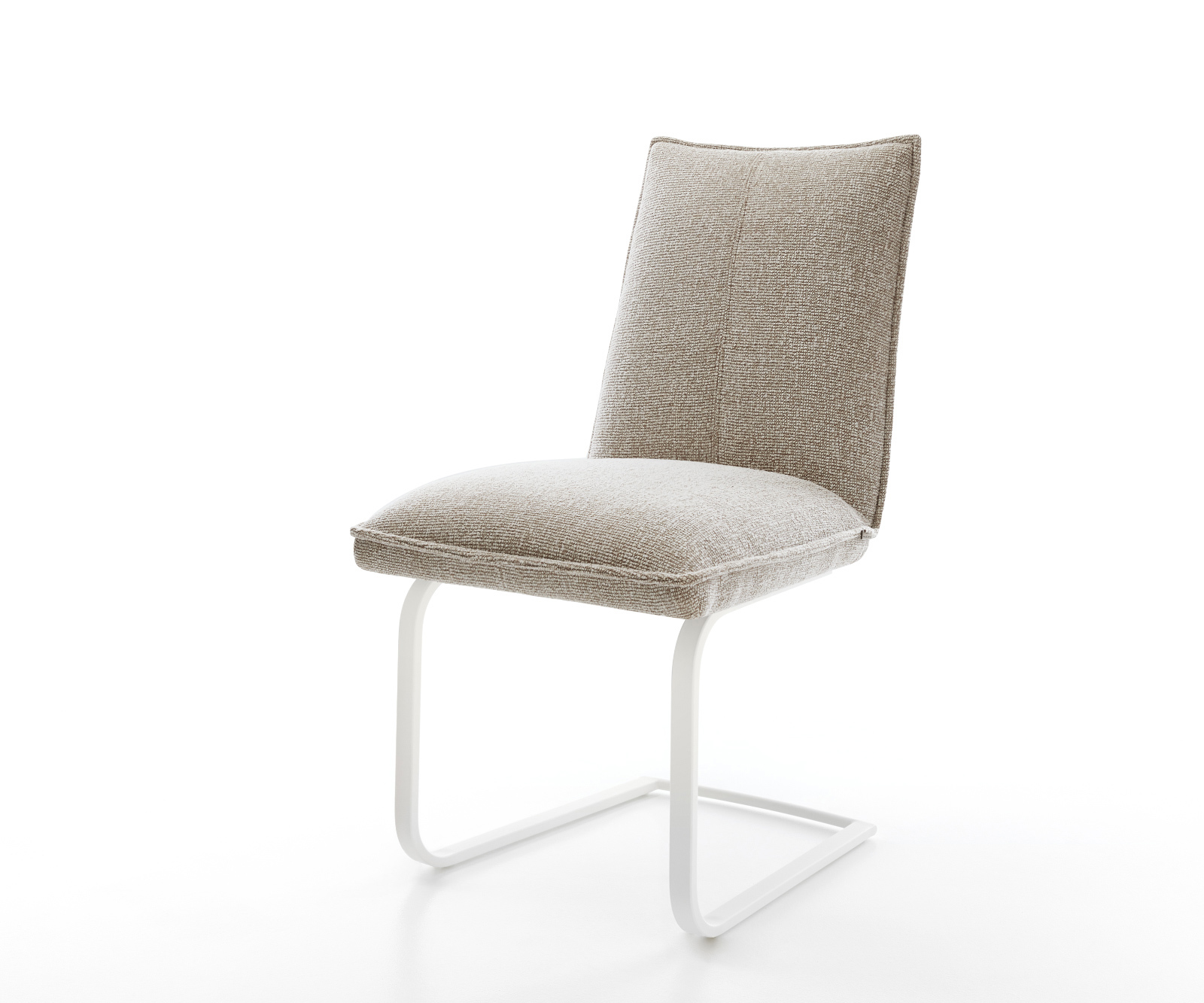 Étkezőszék Lelio-Flex szövött szövet puha bézs konzolos láb lapos fehér zsákrugó