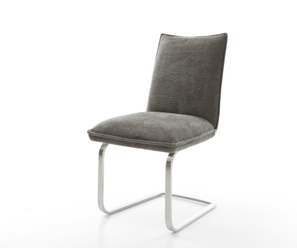 Étkezőszék Lelio-Flex bouclé puha sötét bézs konzolos lapos rozsdamentes acél zsákrugós