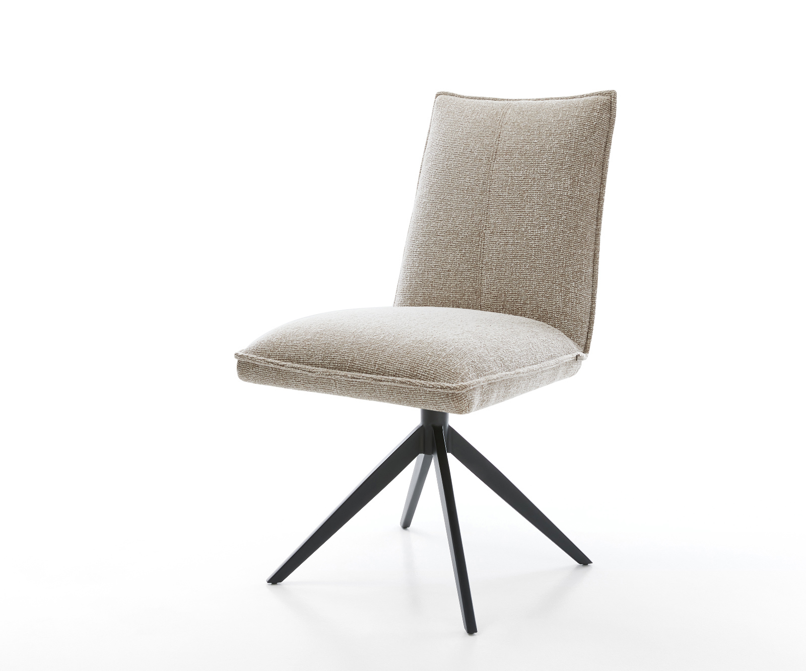 Étkezőszék Lelio-Flex szövött szövet puha bézs kereszt láb széles fekete 360° forgatható billenő zsákrugó