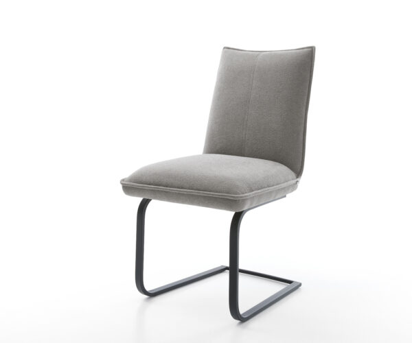 Étkezőszék Lelio-Flex strukturált szövet puha szürke étkezőszék lapos fekete zsákrugós