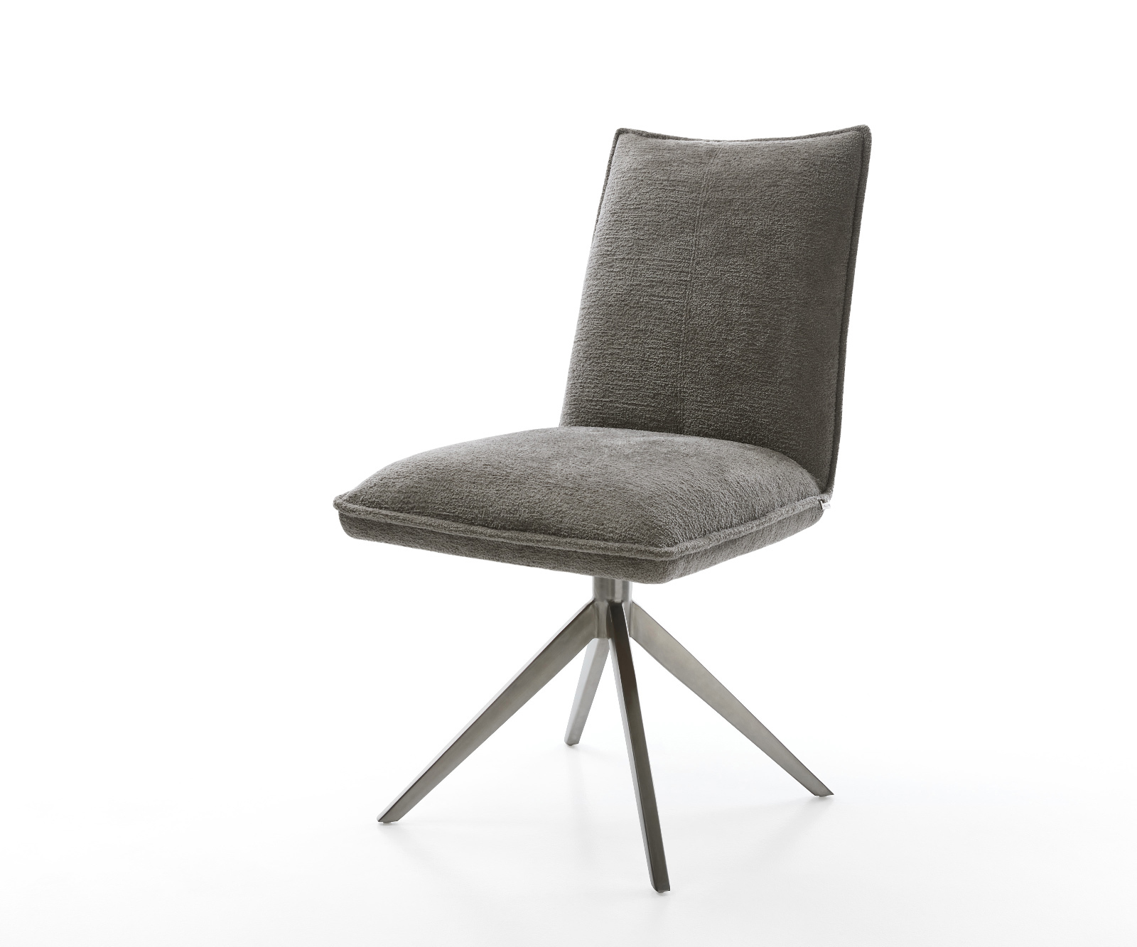 Étkezőszék Lelio-Flex bouclé puha sötét bézs kereszt láb széles grafit 360° forgatható billenő zsákrugós matrac