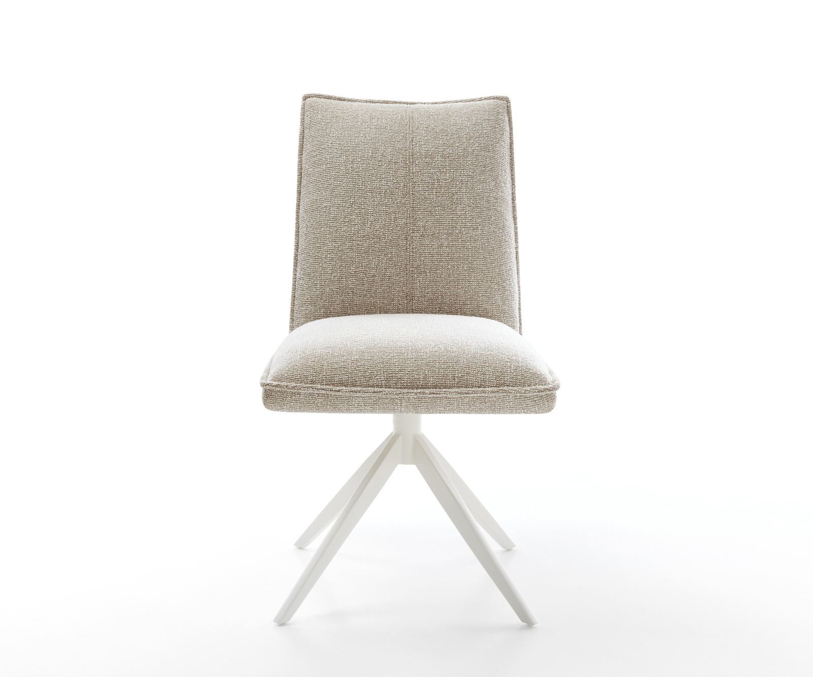 Étkezőszék Lelio-Flex szövött szövet puha bézs kereszt láb széles fehér 360° forgatható billenő zsákrugó - Image 2