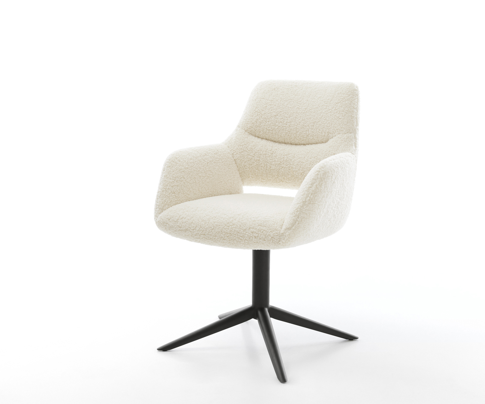Étkezőszék Yago-Flex karfás teddy szövet bézs fekete láb 360° forgatható billenő zsákrugós