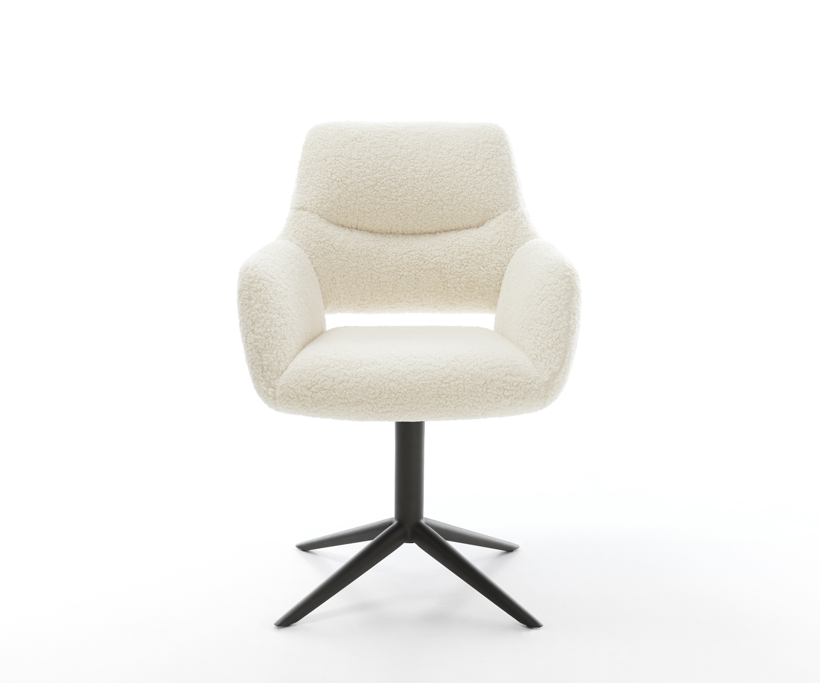 Étkezőszék Yago-Flex karfás teddy szövet bézs fekete láb 360° forgatható billenő zsákrugós - Image 2