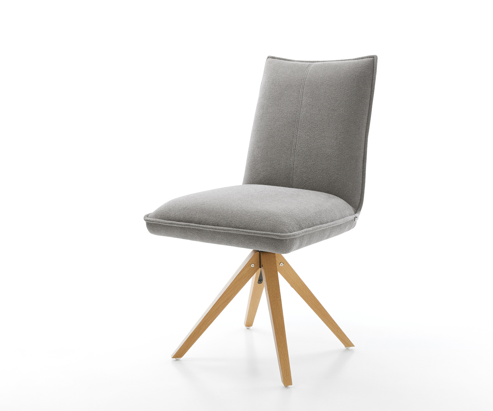 Étkezőszék Lelio-Flex strukturált szövet puha szürke fa láb szögletes természetes 180° forgatható zsákrugós