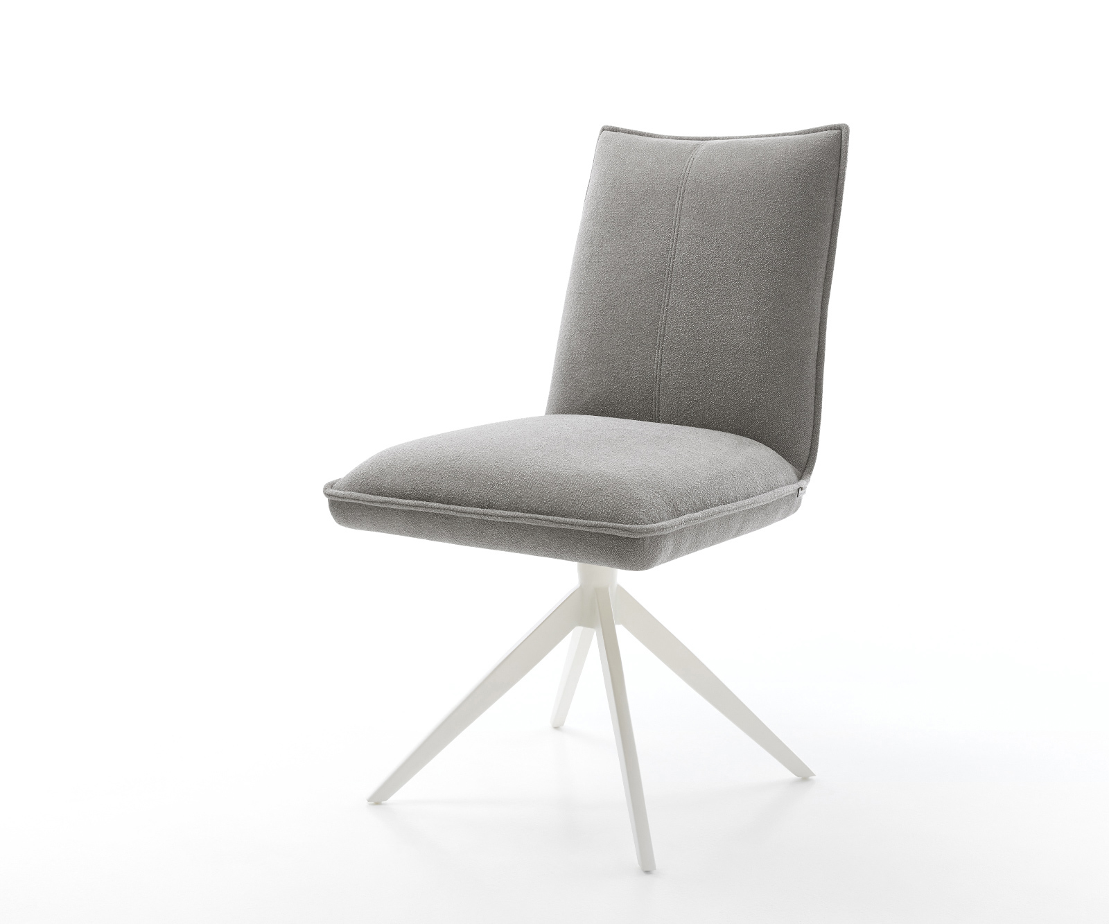 Étkezőszék Lelio-Flex strukturált szövet puha szürke kereszt láb széles fehér 360°-ban forgatható billenő funkció zsákrugós matrac